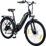 26T1 Electric Bicycle 26 Inch E-Bike, 36 V 18.2 Ah Removable Battery, 250 W Motor, LCD Display, 7 Speed, Range 90-130 km, 25 km/h, IPX5 Waterproof for Adults