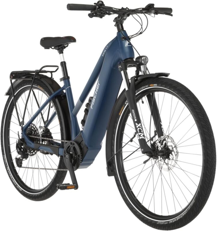 Fischer E-Bike Trekking VIATOR 8.0i, Electric Bicycle for Men and Women, Mid Motor 90 Nm, 36 V Battery, Rich Blue