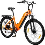 26T1 Electric Bicycle 26 Inch E-Bike, 36 V 18.2 Ah Removable Battery, 250 W Motor, LCD Display, 7 Speed, Range 90-130 km, 25 km/h, IPX5 Waterproof for Adults