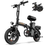 URLIFE E-Bike Folding Bike with 14 Inches, 48 V 7.5 Ah Lithium Battery for Long Range up to 60 KM, Electric Bicycle 250 W Motor, 3 Riding Modes, Adjustable Seat Height, Folding Pedelec Ebike for Men