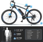 ANCHEER E Bike, 27.5 Inch Trekking Bike, E-Bike for Men and Women with 36 V 10.4 Ah Battery, 250 W Motor, 100 km Range, Electric Bicycle with 21 Speed Gear, Pedelec Electric Mountain Bike for Adults