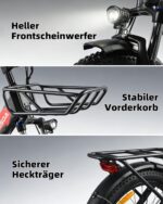 E-Bike Folding Bike 20 Inch with 250 W Motor and 100 km Range - Folding Bike E-Bike 20 Inch Aluminium Lightweight Construction (22 kg), Electric Bicycle Folding Bike with Basket for 36 V 13 Ah