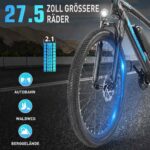 ANCHEER E Bike, 27.5 Inch Trekking Bike, E-Bike for Men and Women with 36 V 10.4 Ah Battery, 250 W Motor, 100 km Range, Electric Bicycle with 21 Speed Gear, Pedelec Electric Mountain Bike for Adults