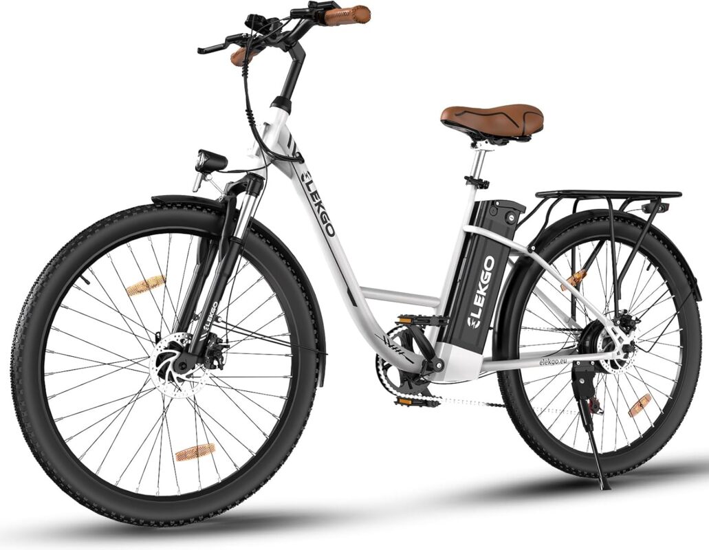 E-Bike 28-Zoll-Elektrofahrrad, 7-Gang-Damenfahrrad, E Bike für die Stadt, LCD-Display, mit Vorderradgabel-Federung, City Ebike für Herren und Damen