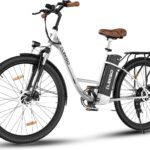 E-Bike 28-Zoll-Elektrofahrrad, 7-Gang-Damenfahrrad, E Bike für die Stadt, LCD-Display, mit Vorderradgabel-Federung, City Ebike für Herren und Damen