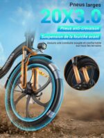 MilePort 1 Electric Bicycle for Adults, 250 W Folding Electric Bicycle with 36 V 13 Ah Removable Battery, Speed 25 km/h and Range 100 Km, 20 x 3.0 Inch Fat Tyres E-Bikes for City Commuters