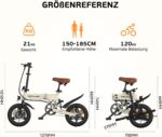 ESKUTE E Bike Herren F200, 14 Zoll Klapprad Elektrofahrrad, 36V 7.8Ah Akku Lange Reichweite bis 35-50KM, Mini Faltbike mit Handyhalterung & USB-Ladeanschluss, E-Mountainbike