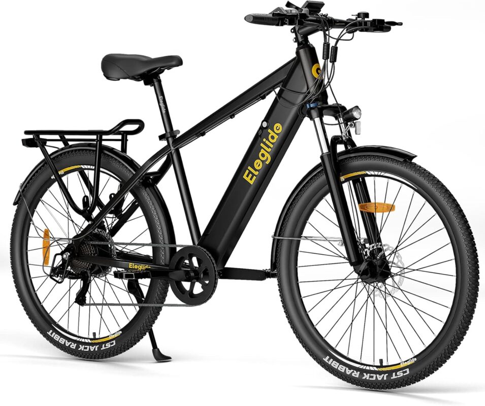 Eleglide E-Bike, T1 Electric Bicycle 27.5 Inch Trekking Electric City Bike with 13Ah Battery, 100 km Long Range, 250 W Motor, Shimano 7 Speed Electric Mountain Bike for Men and Women, Double Disc