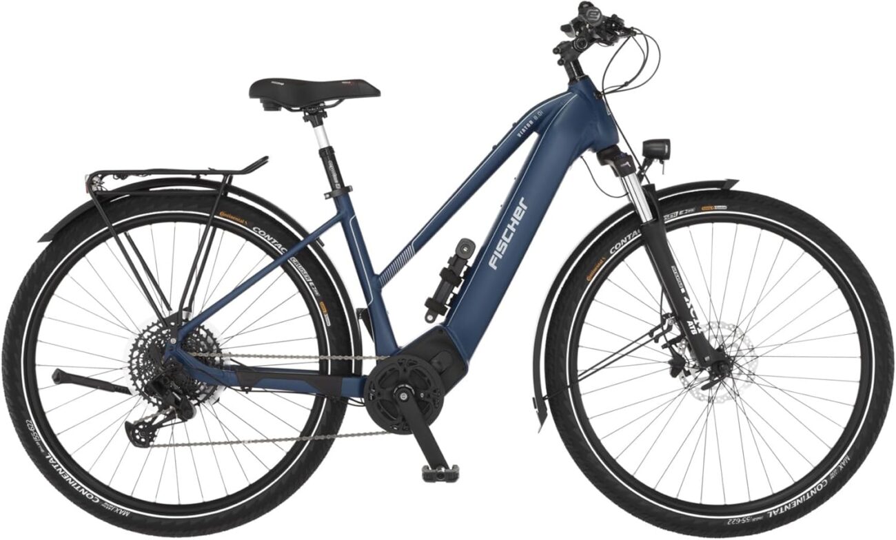 Fischer E-Bike Trekking VIATOR 8.0i, Electric Bicycle for Men and Women, Mid Motor 90 Nm, 36 V Battery, Rich Blue