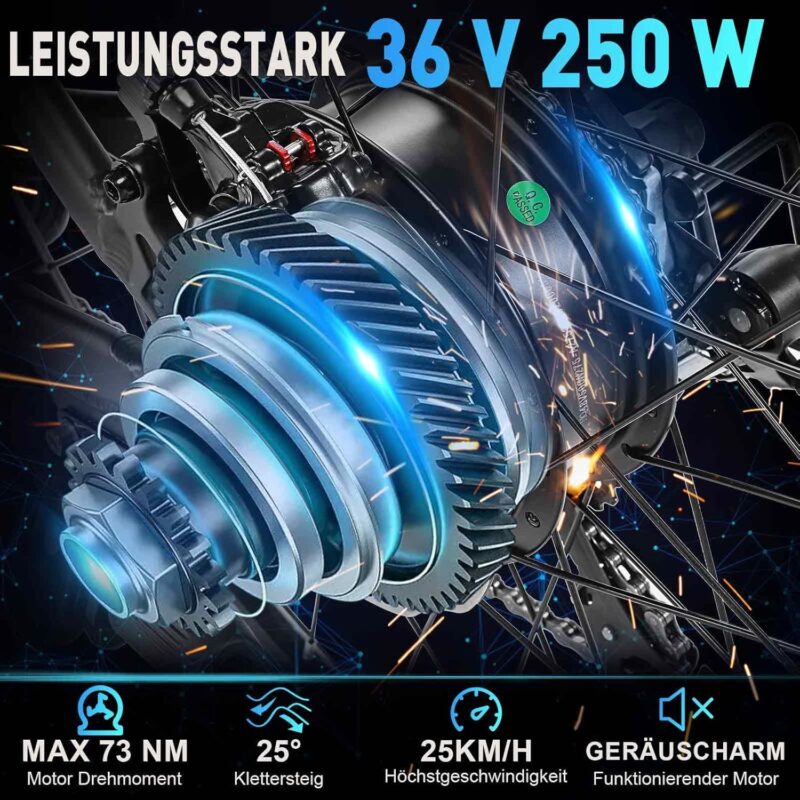 ANCHEER E Bike, 27.5 Inch Trekking Bike, E-Bike for Men and Women with 36 V 10.4 Ah Battery, 250 W Motor, 100 km Range, Electric Bicycle with 21 Speed Gear, Pedelec Electric Mountain Bike for Adults