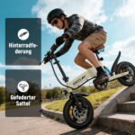 ESKUTE E Bike Herren F200, 14 Zoll Klapprad Elektrofahrrad, 36V 7.8Ah Akku Lange Reichweite bis 35-50KM, Mini Faltbike mit Handyhalterung & USB-Ladeanschluss, E-Mountainbike
