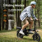 URLIFE E-Bike Folding Bike with 14 Inches, 48 V 7.5 Ah Lithium Battery for Long Range up to 60 KM, Electric Bicycle 250 W Motor, 3 Riding Modes, Adjustable Seat Height, Folding Pedelec Ebike for Men