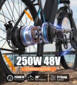 VARUN E Bike, 27.5" Ebike Herren Damen mit APP, 48V 624 Wh Akku, Bis zu 100 KM, 250W Motor, 21-Gang E-Bike Mountainbike mit 4 Fahrmodi, Elektrofahrrad Herren Damen für Pendeln, Bergig, EU-Konformes